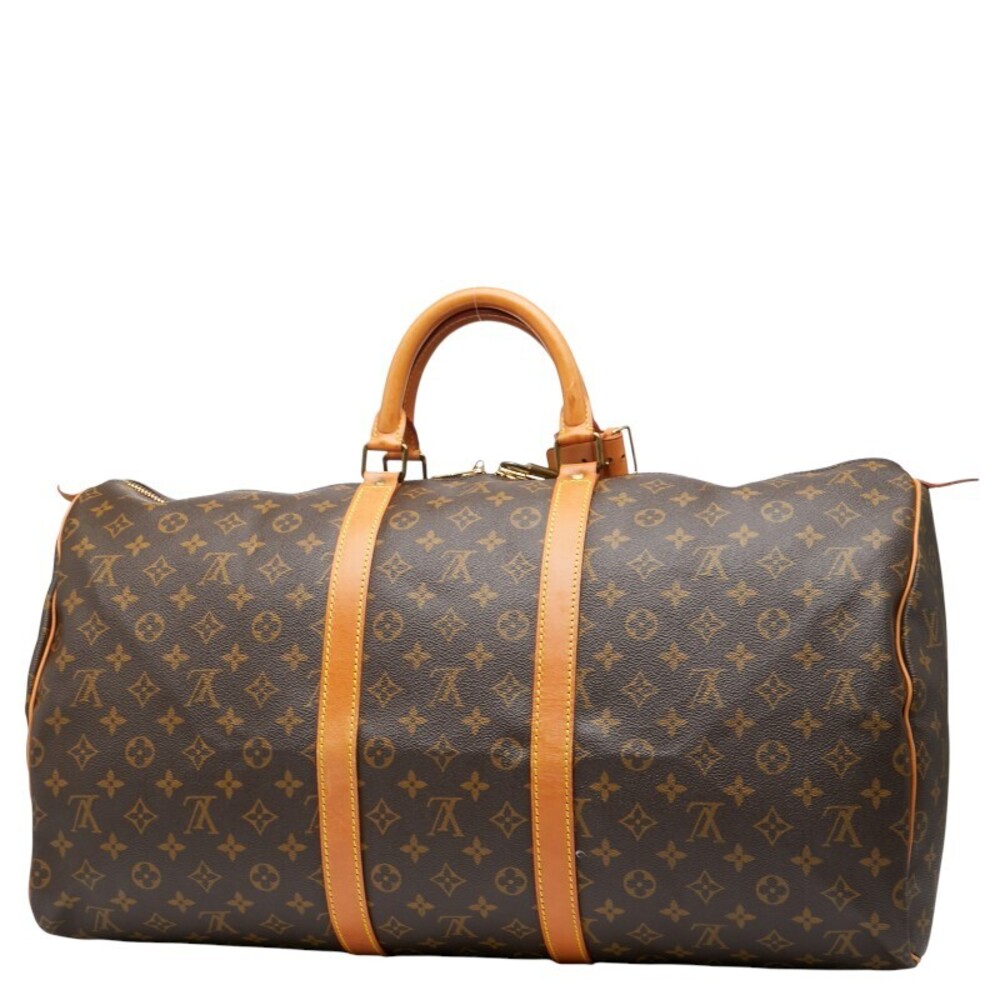 Louis Vuitton Monogram Keepall Boston Travel Bag Brown Leather - Picture 2 of 9